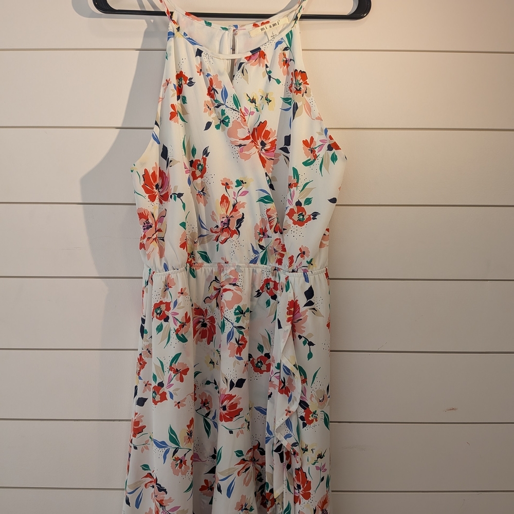 Miami Floral Print Halter Midi Dress